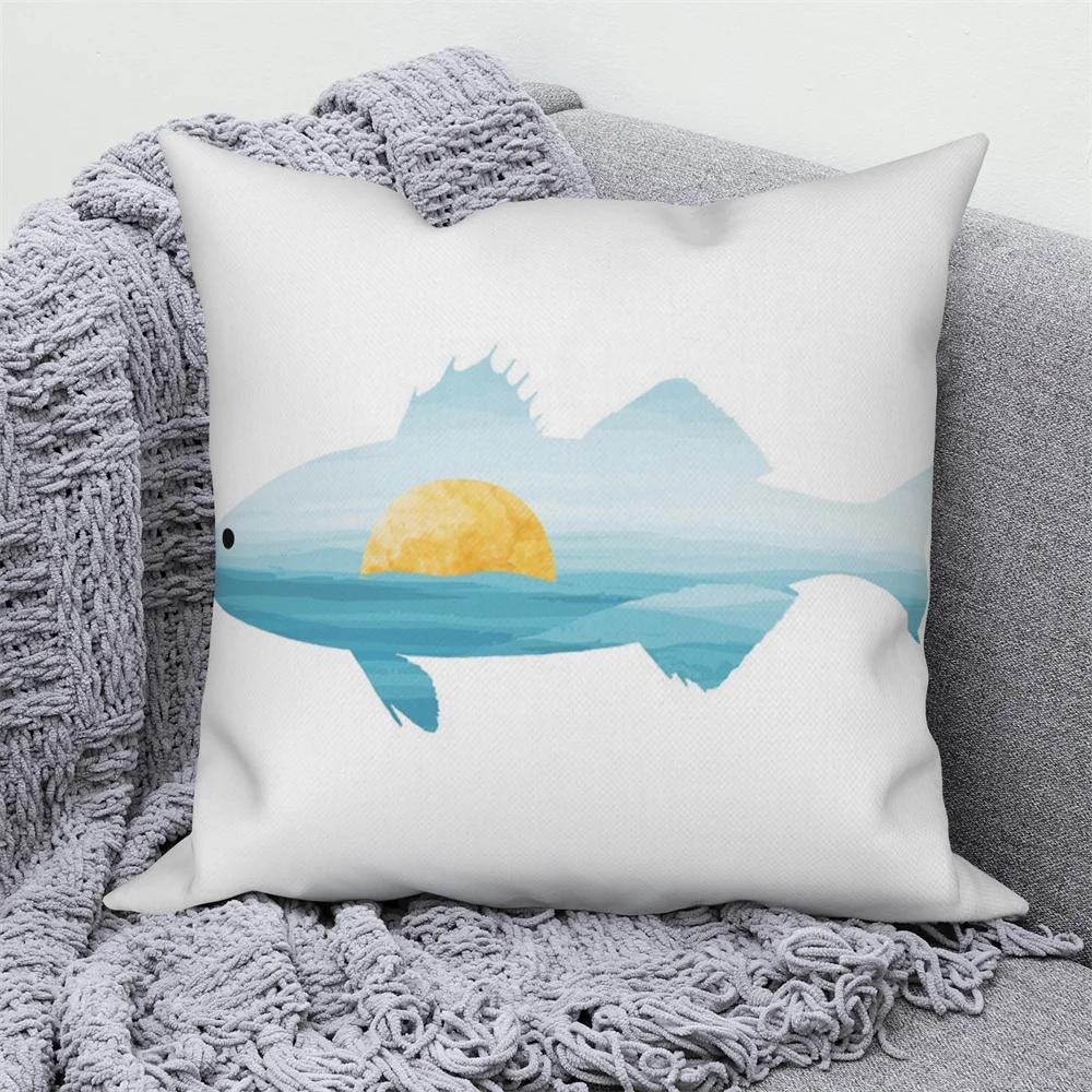 Farmhouse Home Sofa Car Decor Throw Pillow Cover Decorative Sea Animal Cushion  Turtle Coral