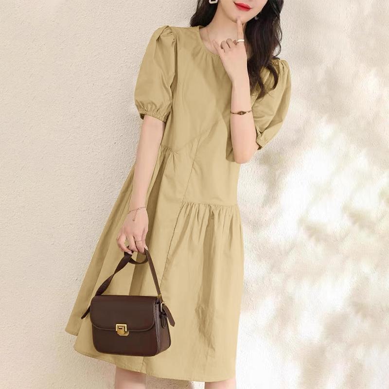 ZANZEA Women Casual Round Neck Short Sleeve Dress