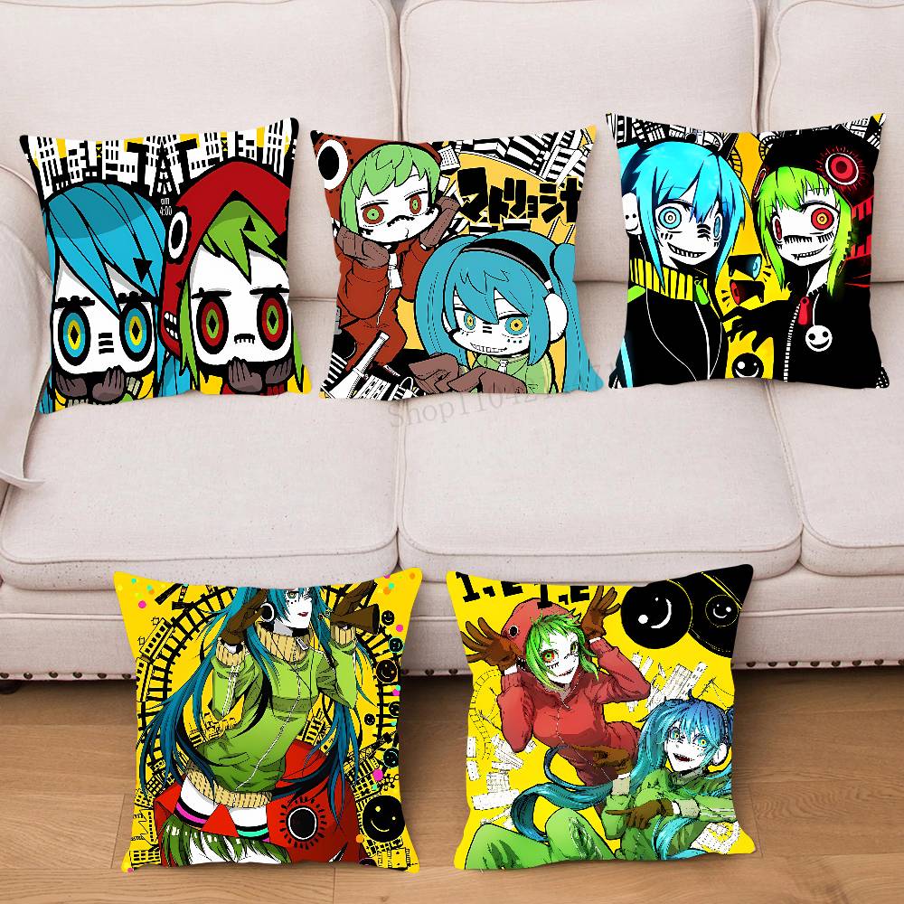 Anime GUMI And Hatsune Miku Matryoshka Pillow Case Square Pillow Bedroom Sofa Leisure Comfort Cushion Car Home Decoration