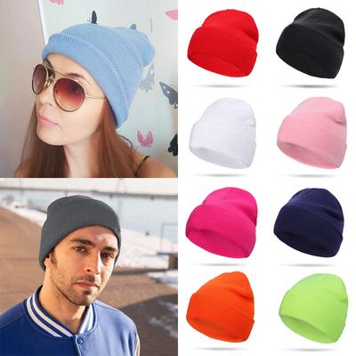 Women's Solid Color Knitted Hat Outdoor Earprotective Warm Overhead Hat Men's Acrylic Wool Hat