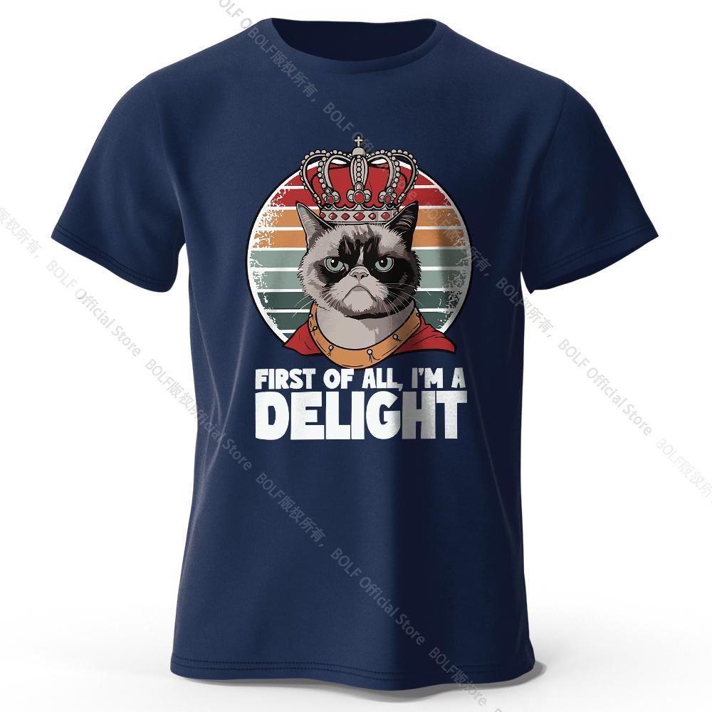 Men's First of All I'm A Delight Printed T-Shirt 100% Cotton Oversized Sassy Graphic Tees for Women Summer Confidence Streetwear