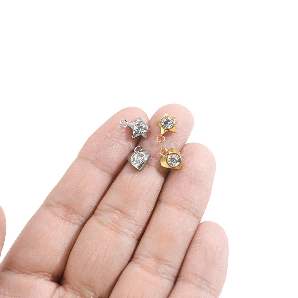 20 Stück Edelstahl Herz Zirkon Anhänger Stern Perlen Schmuckzubehör DIY Exquisites Halsketten Armbänder Zubehör Ohrringe Herstellung