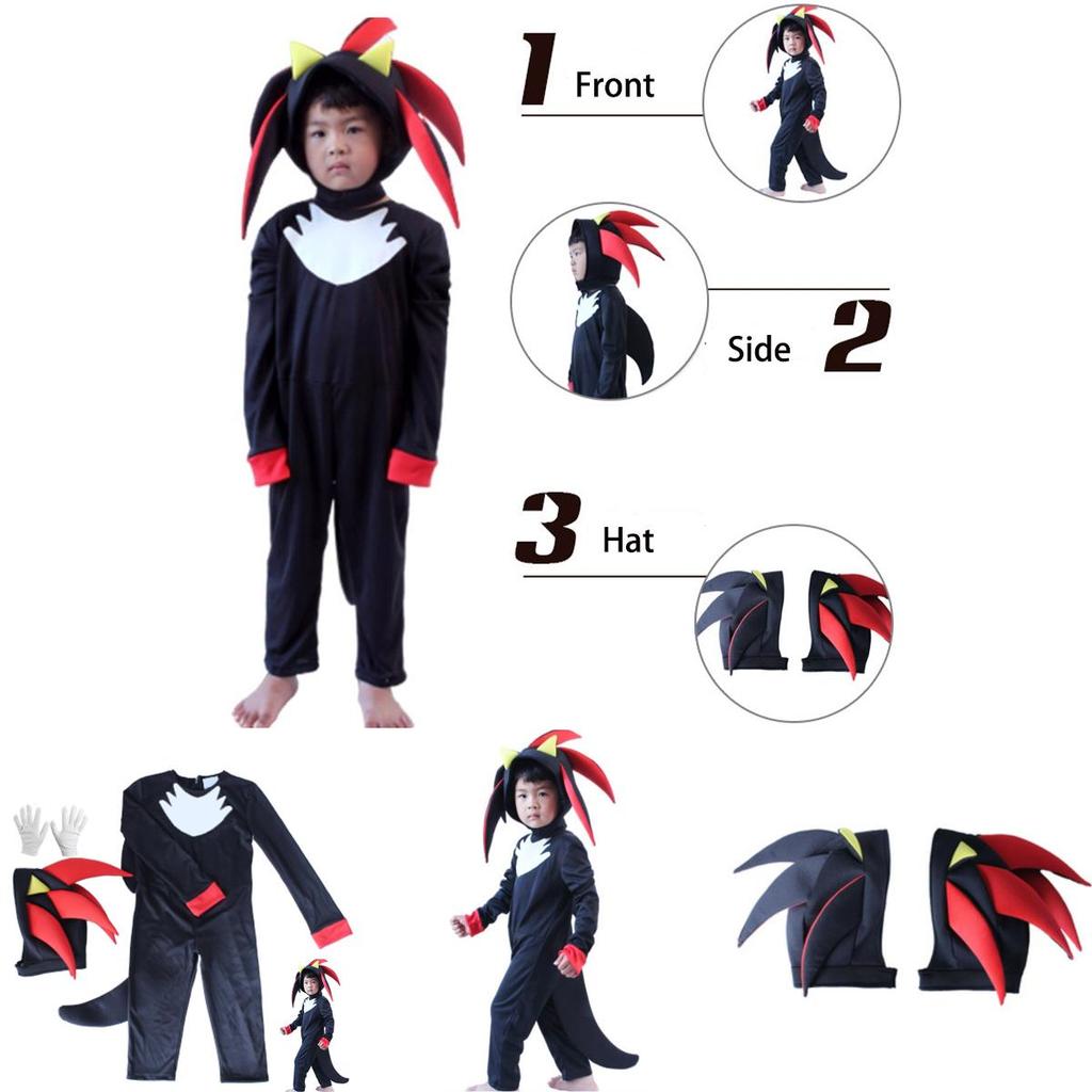Sonic Cosplay Jumpsuit Halloween Kostüm für Kinder mit atmungsaktivem Stoff