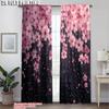 2pcs   Popular Curtain Panels 2D plane printing Cherry Blossom Pink Floral Polyester (without rod) Festive Ldeal for Living Room