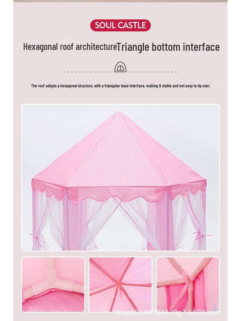 Children's Indoor Pink Hexagonal Princess Tent with Pointed Top