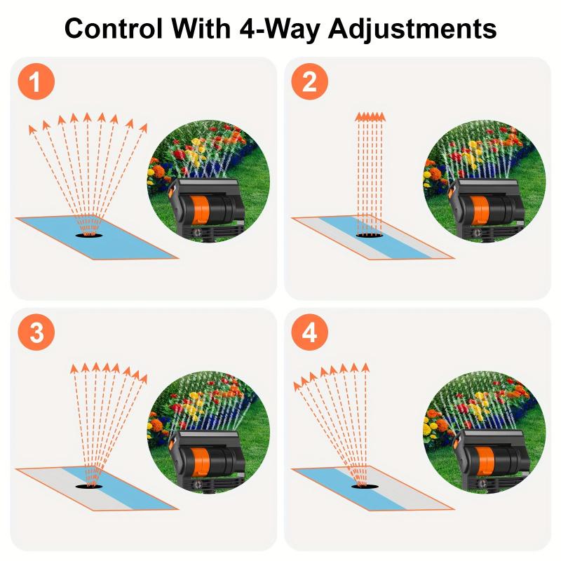 16-Hole Adjustable Oscillating Sprinkler with Solid Base - Automatic Swing Irrigation System for Lawns and Gardens, Black & Oran