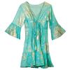 Beach Dress, Turquoise Gold Coral Nomad Sari
