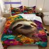 Sloth Pattern Bedding Quilt Set Quilt Cover Pillowcase Home Decoration Birthday Gift (1 * Duvet Cover + 2 * Pillowcase, Without Core)