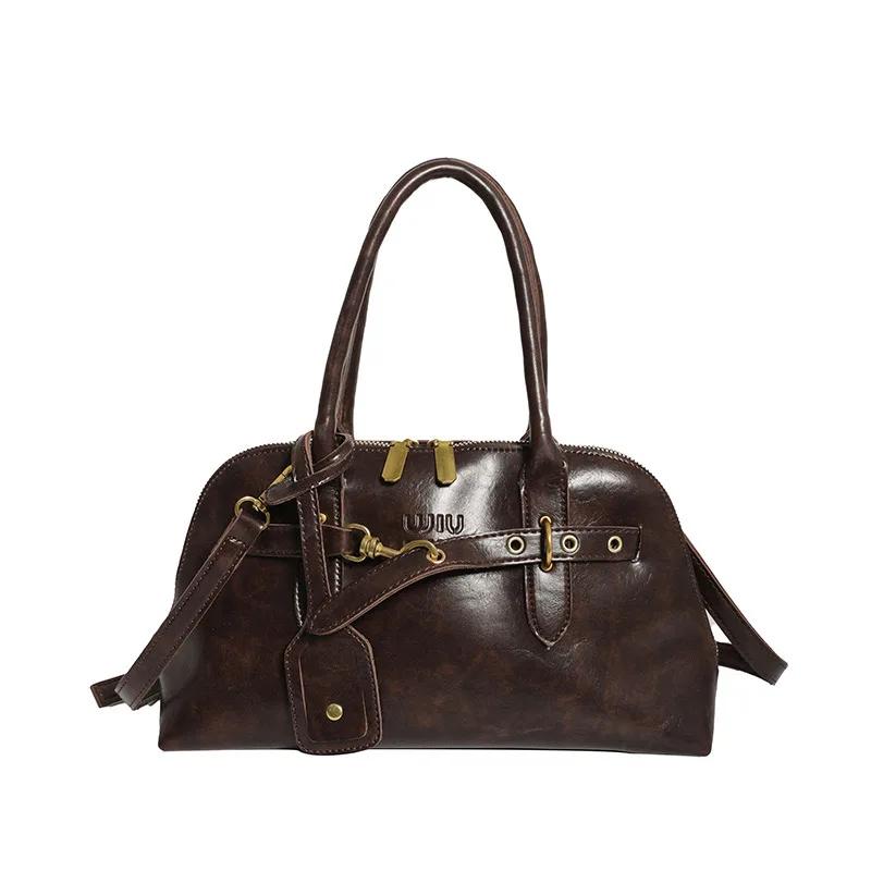 

Кожаная сумка ретро коричневая сумка женская сумка через плечо сумка-ракушка женская трендовая модная дорожная сумка через плечо