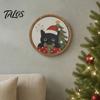Cute Animal Wall Art Christmas Black Cat Decor, Layered Wooden Hanging Sign, Round 2D Creative Layout Flat Decoration for Living Room Bedroom And Hall