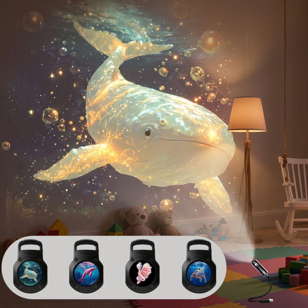 360° Rotatable Ocean Life Projection Lamp USB Powered LED Night Light  Bedroom Night Lighting