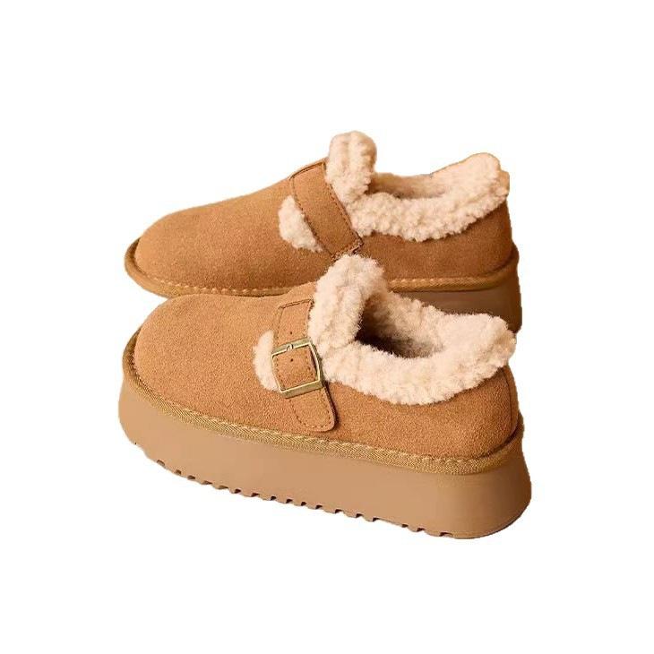 Beautiful New Choice Suede Single Shoes Muffin Bottom Rubber Deep Mouth Round Head Artificial Comfort Convenient Cotton Shoes