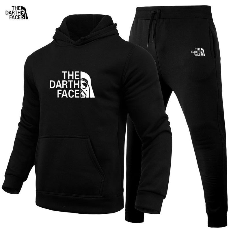 Men s sweatshirt set, thickened pullover, hooded sweatshirt set, printed fashionable sports casual set, in stock S