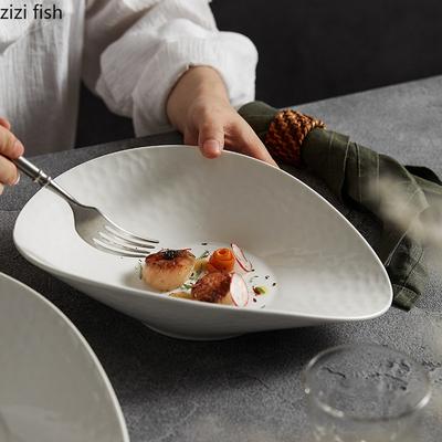 Düzensiz Seramik Yemek Tabağı Beyaz Noodle Kasesi Meyve Tabağı Salata Kaseleri Çorba Kasesi Tatlı Kaseleri Dim Sum Tabakları Tabak Atıştırmalık Tepsisi
