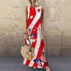 Women Boho Summer  Sleeveless Sling Printed Casual  Loose Long Dress