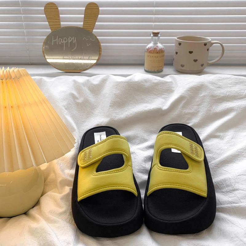 

Velcro thick-soled slippers women s summer wear new one-word cool slippers small height-increasing sandals 40