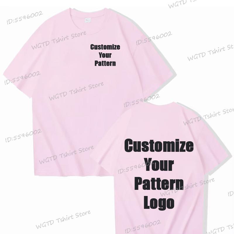 Tops Custom Diy Logo Cotton T-shirt Unisex Fashion Casual Tops Customize Pattern Logo Summer Tops Men Women Street Wear Clothes