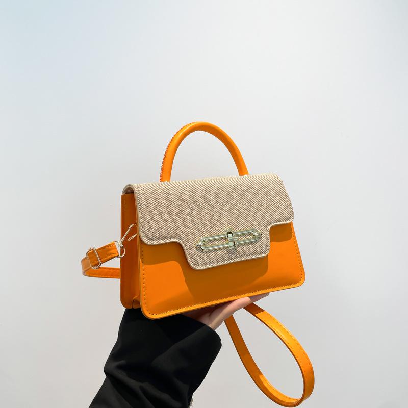 

Весна новая высококачественная текстурированная маленькая квадратная сумка универсальный нишевый дизайн модная портативная сумка-мессенджер на плечо женская оранжевый