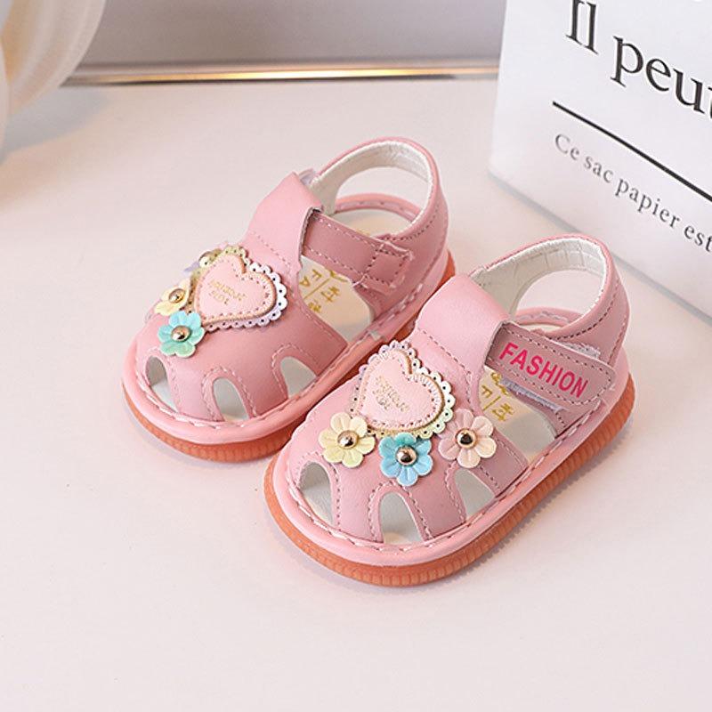 

Squeaky Summer Sandals New Arrival Baby Princess Sandals with Soft Soles for Infant Girls Learning to Walk 19 рожевий