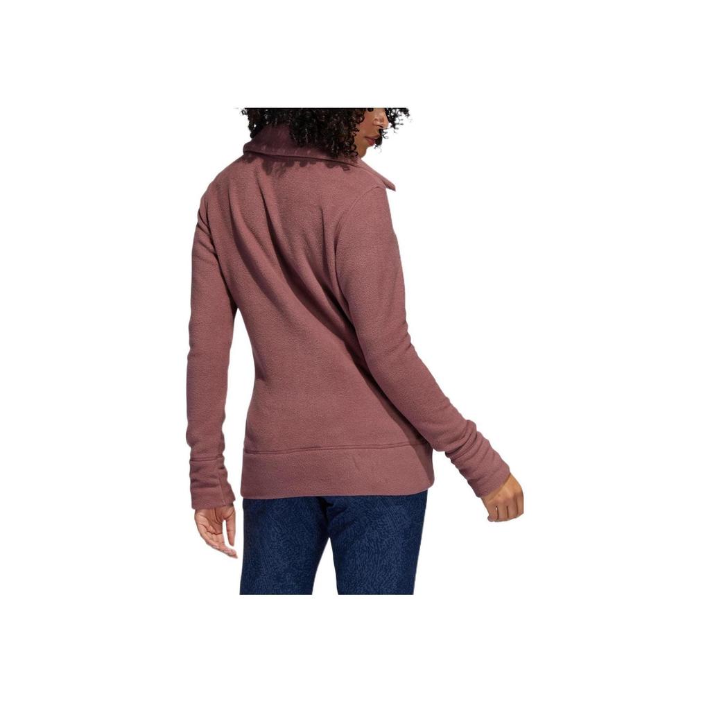 adidas Womens Solid Drawstring Collar Casual Long Sleeve Jacket Women Red-Brown HG6984