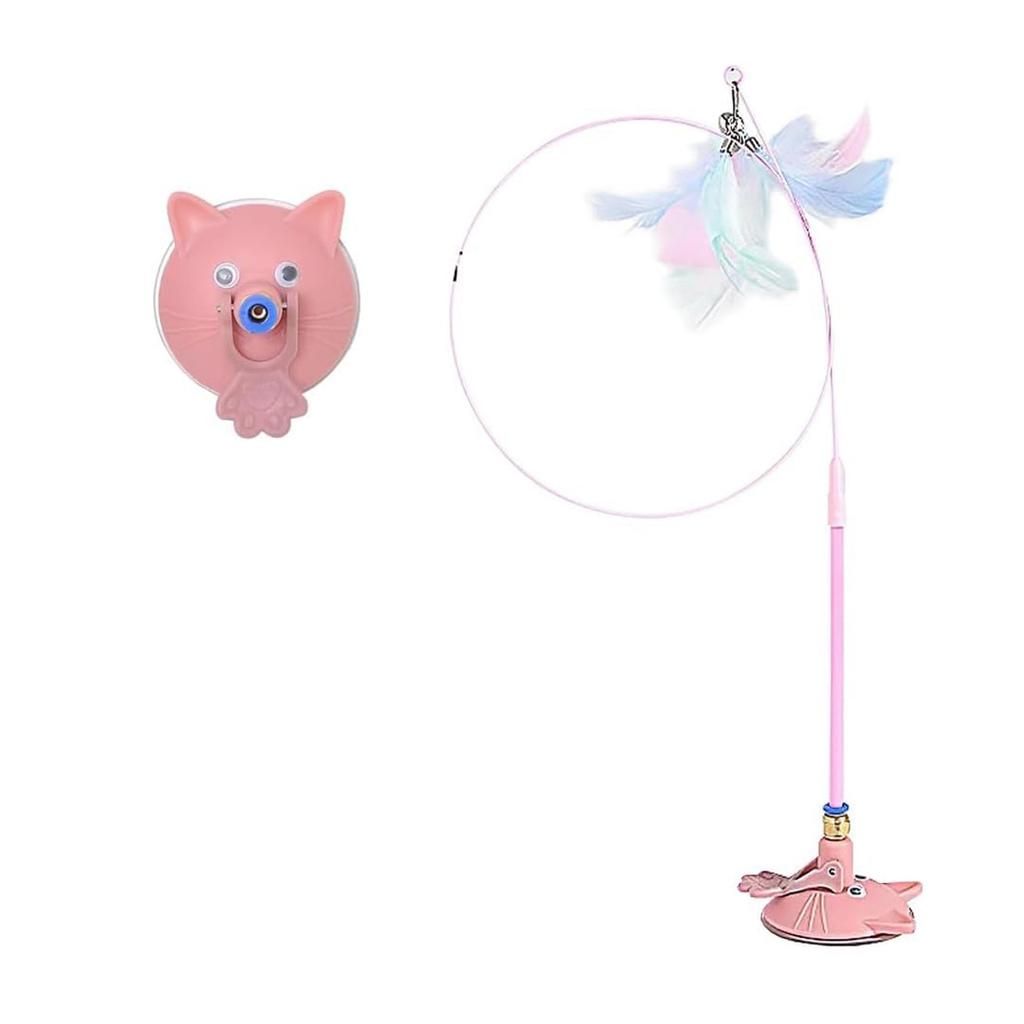 New Feather Long Pole And Steel Wire Cat Toy With Suction Cup Interaction Cats Teasing Feathered Wand Toy Funny Cat Supplies Toy