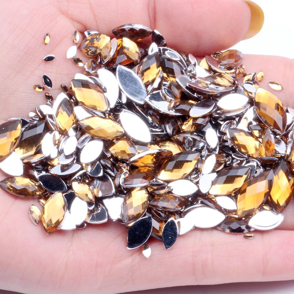 New Style Acrylic Flat Back Rhinestones for Shoes 2x4mm 10000pcs Marquise Dress Jewelry Nails Art Charms