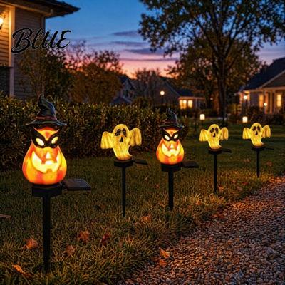 Intelligente Sensor Solar-Gartenleuchten Halloween Kürbislicht Geist Wegbeleuchtung Hofspieß für Party-Lampe Wasserdichte Außen-Deko-Leuchte Terrasse Rasen