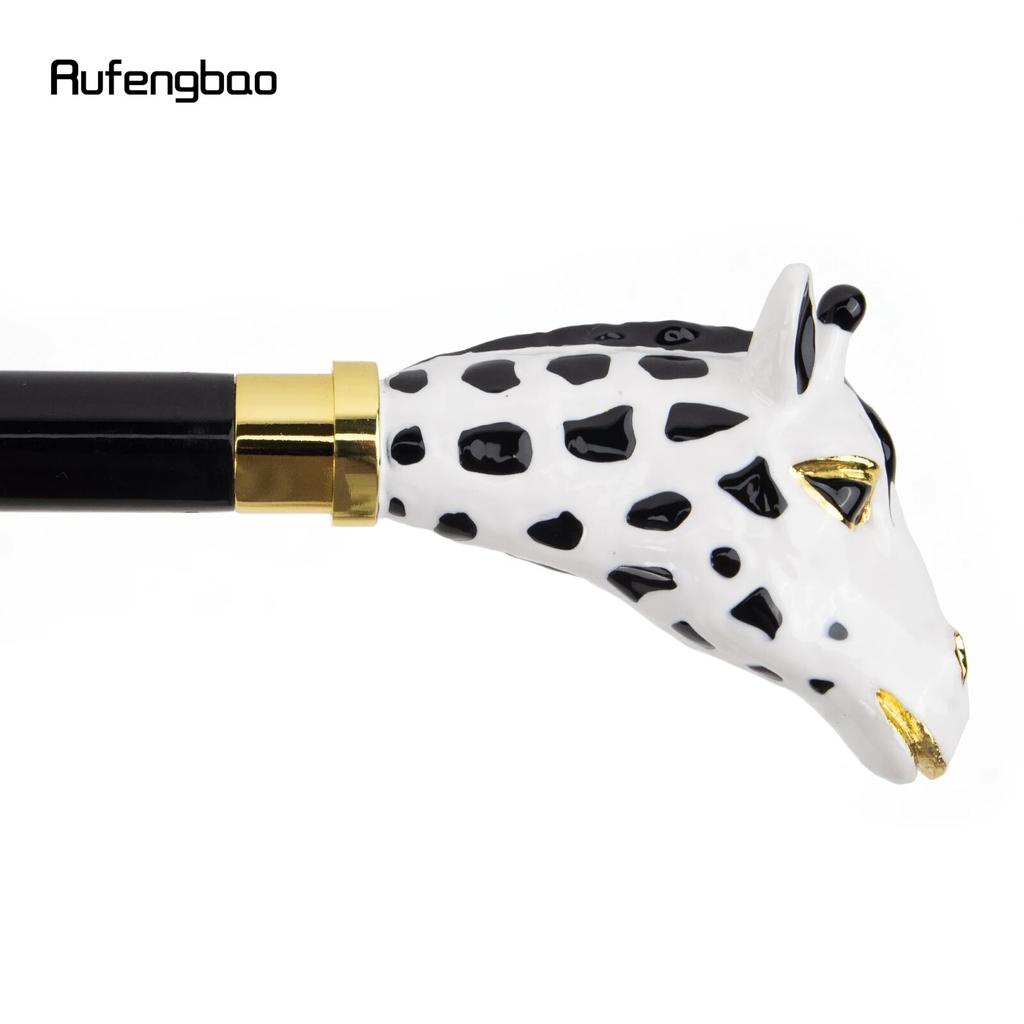 Ceramic Giraffe Head Wooden Single Joint Fashion Wood Walking Stick Decorative Walking Cane Halloween Mace Wand Crosier 95cm