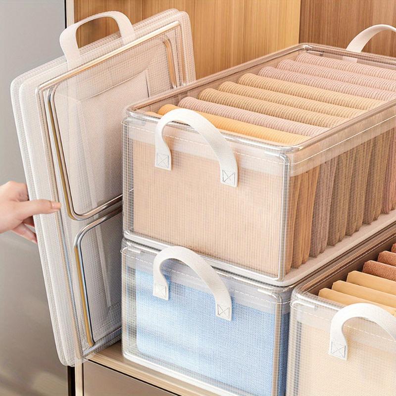Versatile Pvc & Steel Frame Storage Box With Lid - Perfect For Clothes, Books, And More - Ideal For Home, Dorms, Living Spaces