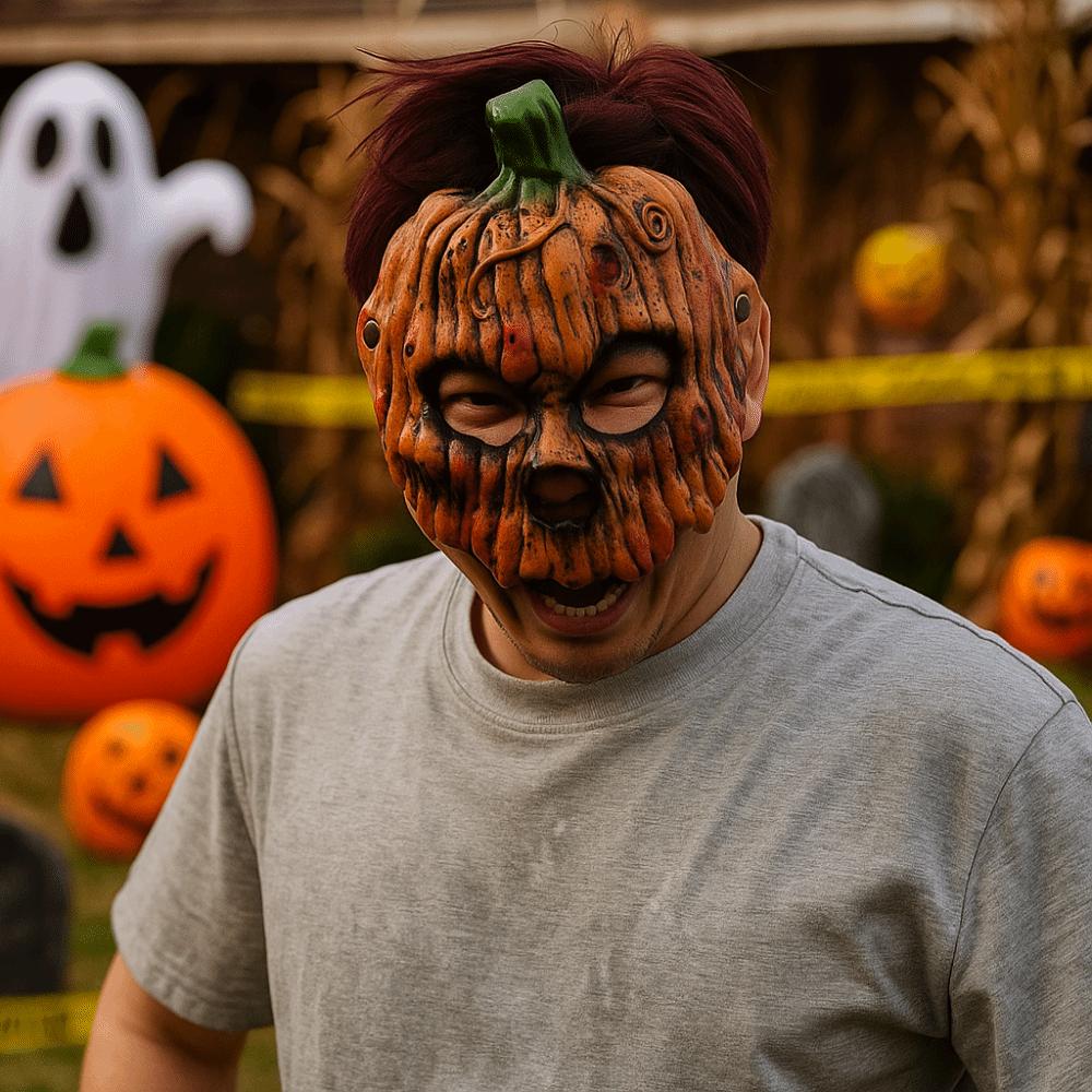 Kreativita Halloweenská dýňová maska Realistická maska na půl obličeje Halloweenská cosplay maska Vánoce