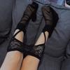 Colors Lace Garter Suspender Belt With Transparent Thigh High Stockings Women Sexy Open Crotch Tights Pole Dance Clubwear