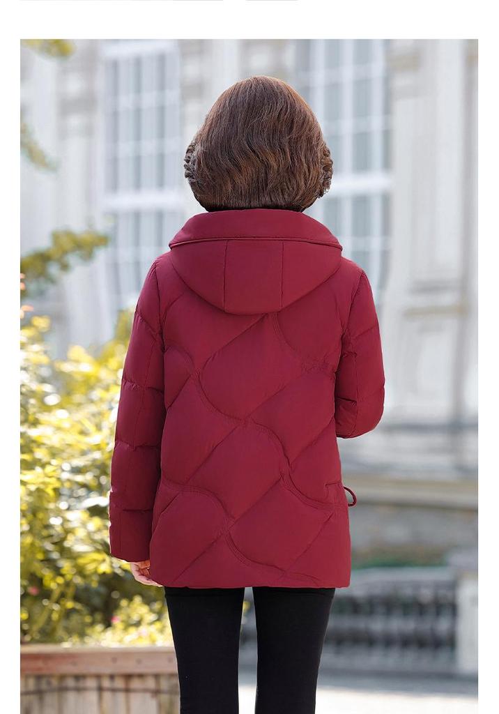Stylish Short Down Jacket for Petite Middle-Aged & Elderly Women - Winter Warmth, Thick, White Duck Down
