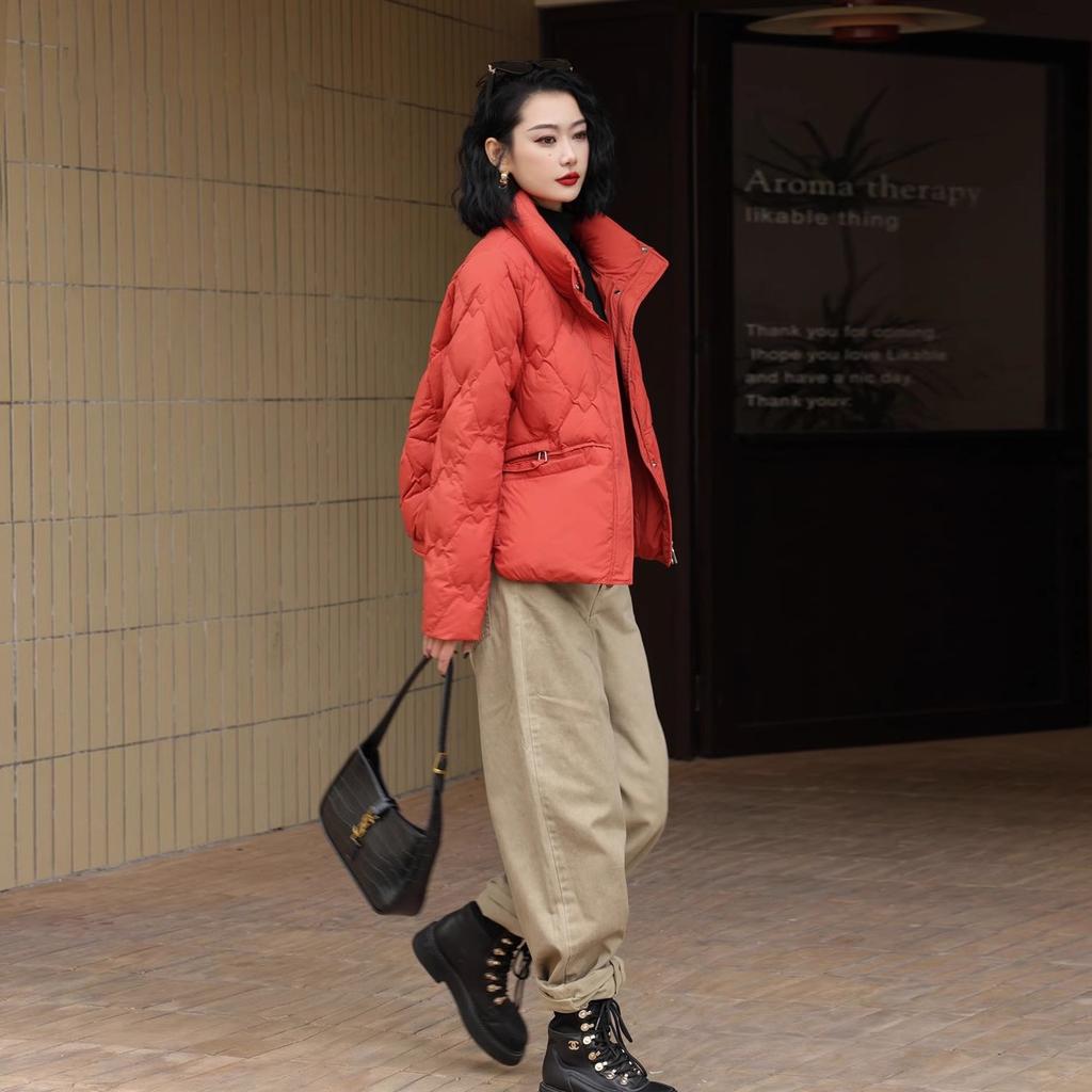 Fashion new duck down loose casual stand-up collar short down jacket light and warm and light temperament jacket women