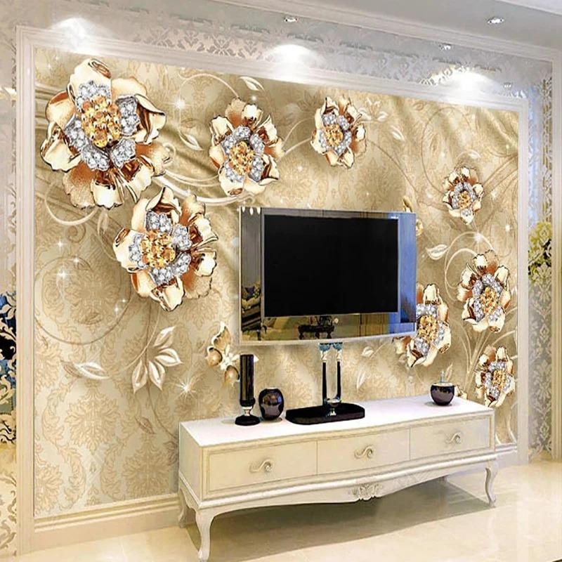 Europäischer Schmuck Traumblumen Fototapete Hintergrund Wandbild Wohnzimmer TV Sofa Heimdekor Klassisches Fresko
