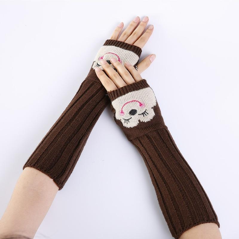 Botvotee Fingerless Gloves Sleeves for Women Y2k Accessories Arm Warmers Winter Embroidery Cute Knit Fashion Hands Free Gloves