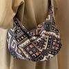 Large Capacity Ethnic Style Dumpling Bag for Women Shoulder Bag for Women Canvas Crossbody Bag