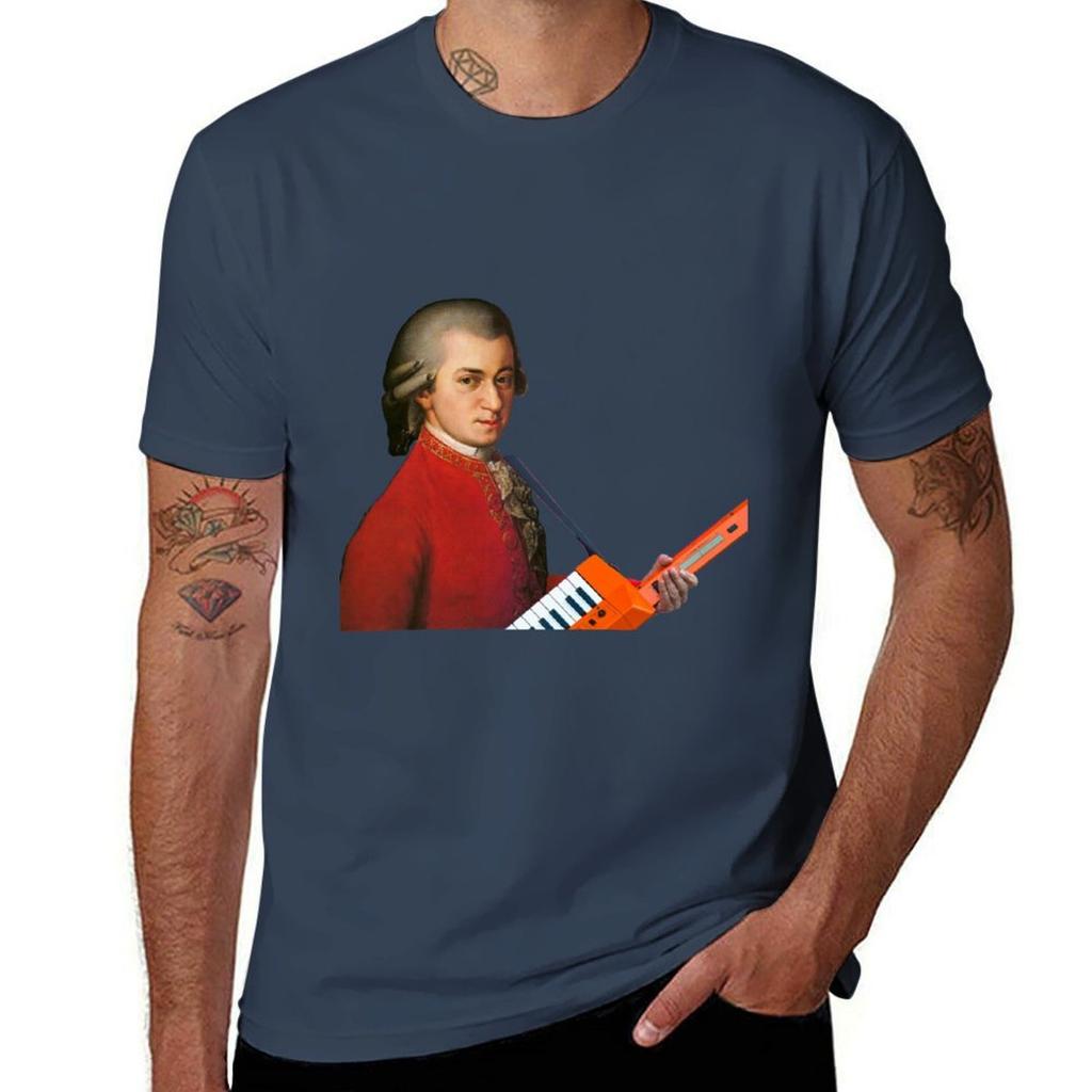 Mozart with a Keytar TShirt Gym Wear Breathable Short Sleeve Tee