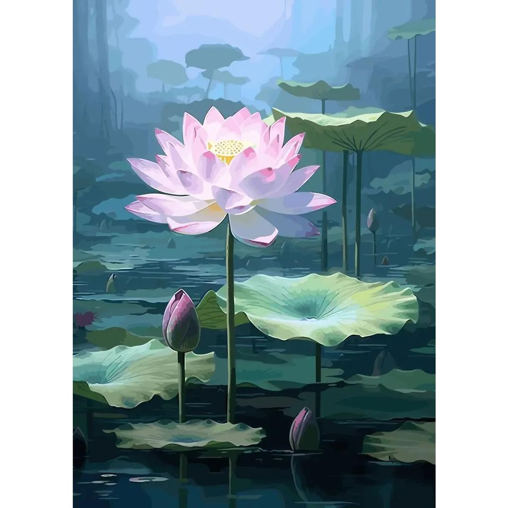 Traditonal Chinese Style Lotus Flower Lotus Leaf Posters Canvas Painting and Prints Wall Art Picture for Living Room Home Decor