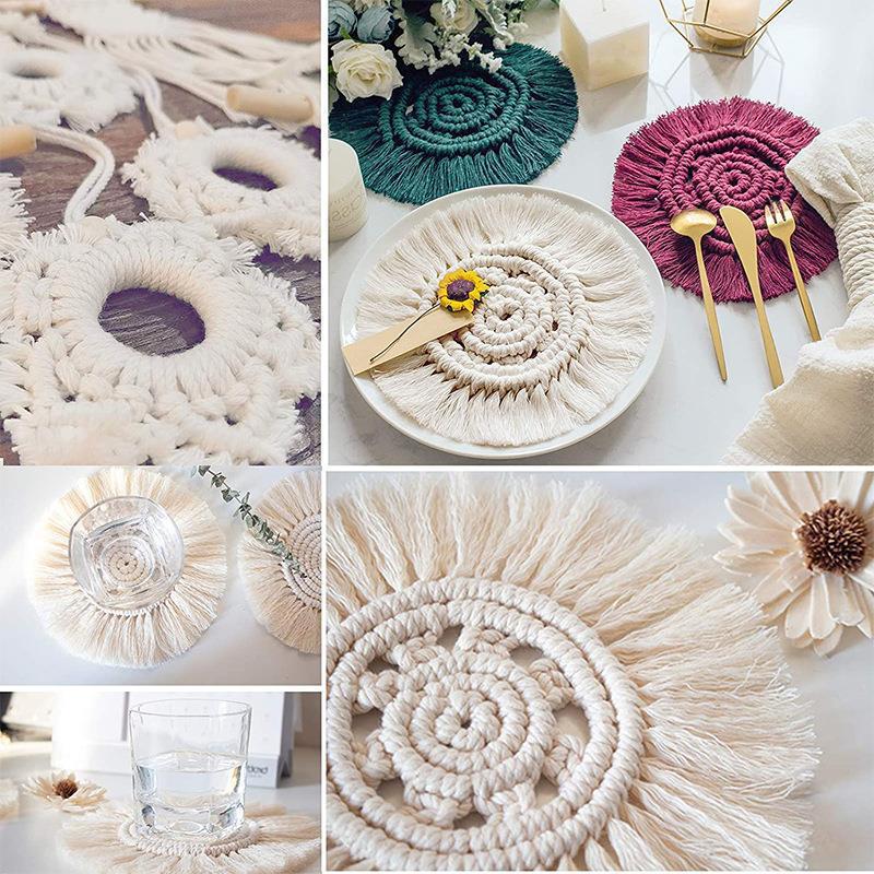 3mm Yellow Four-Strand Cotton Macrame Cord for DIY Crafts, Handwoven Tapestry, and Bundling Tags