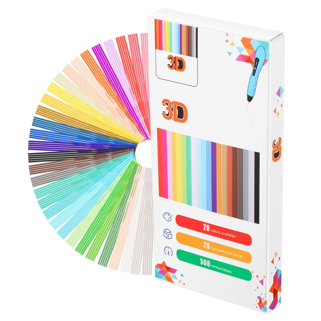 260/560Pcs 3D Doodler Pen Filament Refills Packs 3D Pen Filament Kid 3D Printer Doodler Pen Refill Packs for Craft Kid Present