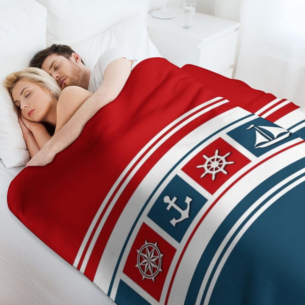 Nautical Symbols Throw Blanket Soft Bedroom Blanket For Night Sleeping