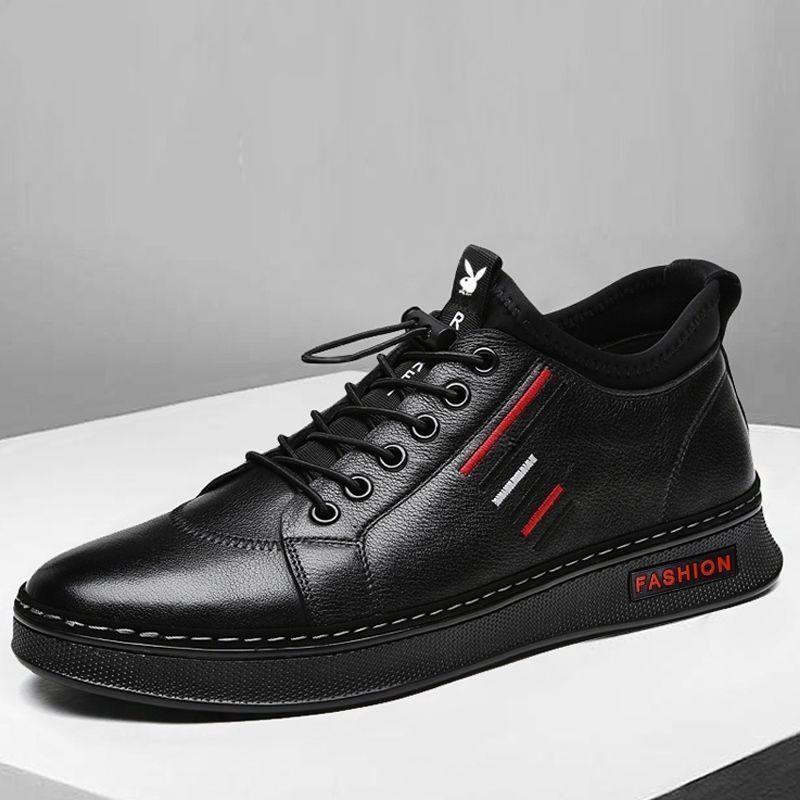 Men Leather Loafers Shoes Lace Up Male Breathable Fashion Comfortable Outdoor Casual Shoes Soft Leather Boat Zapatos D42