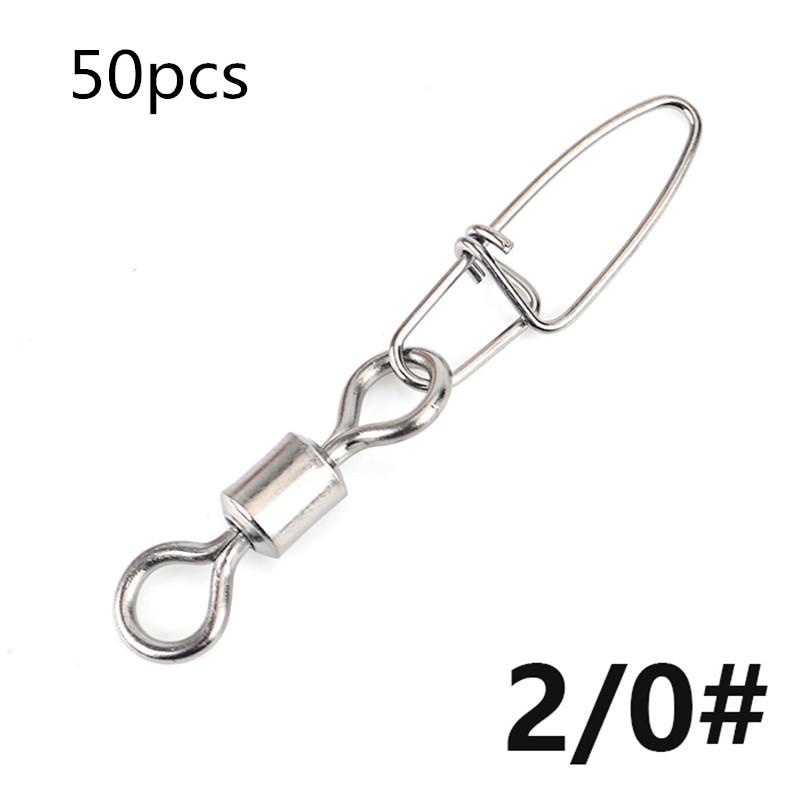 FTK Medidor de pressão 50 peças acessórios de pesca pique conector pino rolamento giratório mosquetão isca giratória equipamento