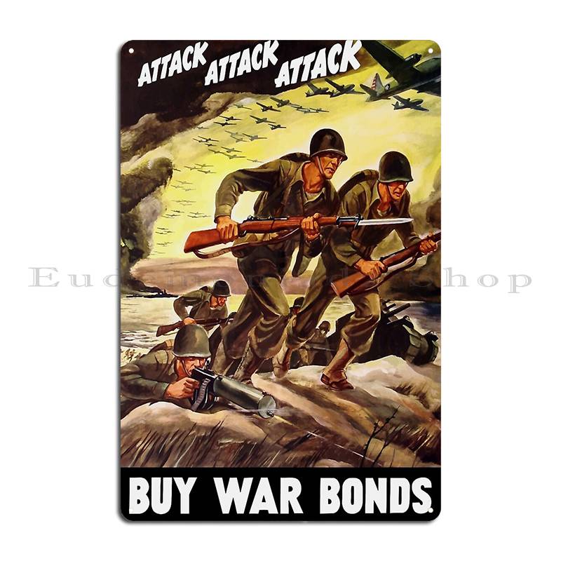 

Buy War Bonds Ww2 Propaganda Metal Signs Cinema Custom Mural Wall Custom Tin Sign Poster 40x30cm