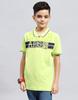 MONTE CARLO Boys Printed Green Polo Neck Half Sleeve T-Shirt
