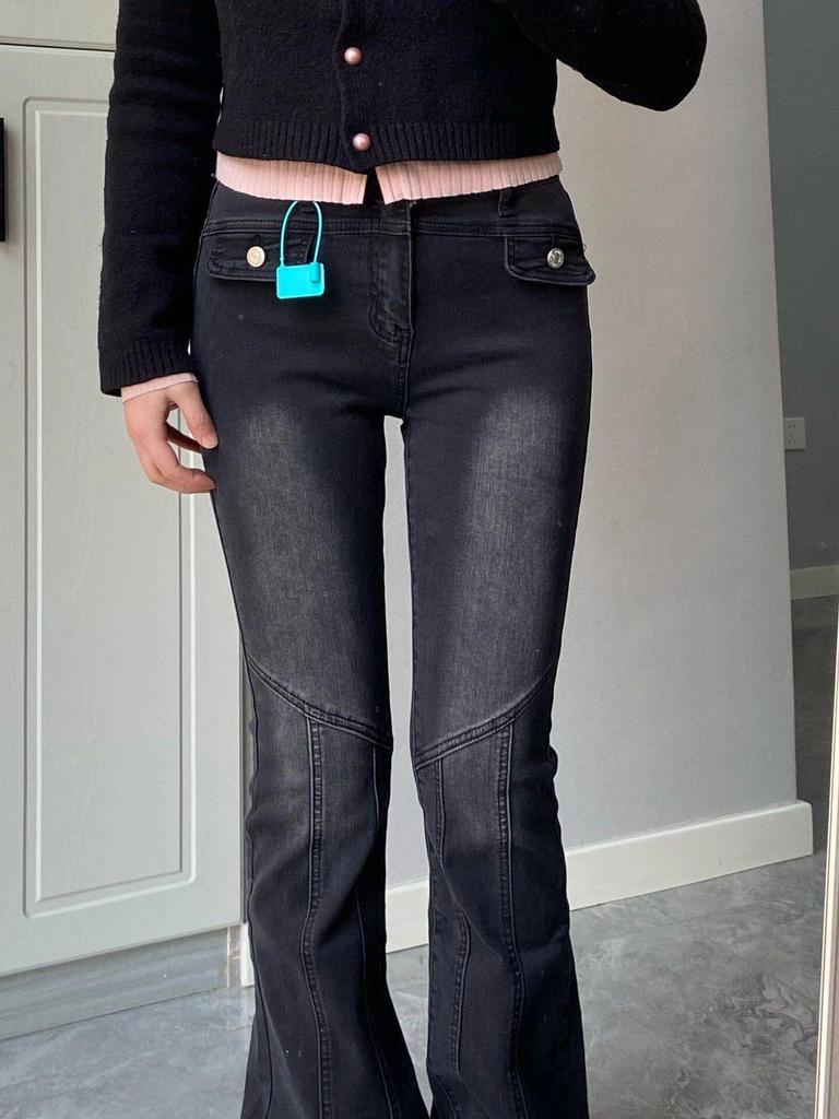 Retro Black High-Waisted Micro-Flare Velvet Jeans for Women - Trendy, Slim-Fit, Elastic Winter Pants