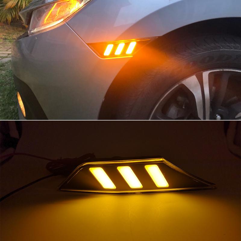 LED Side Marker Lights Turn Signal Lamp Daytime Running Light DRL For HONDA CIVIC 2016 2017 2018