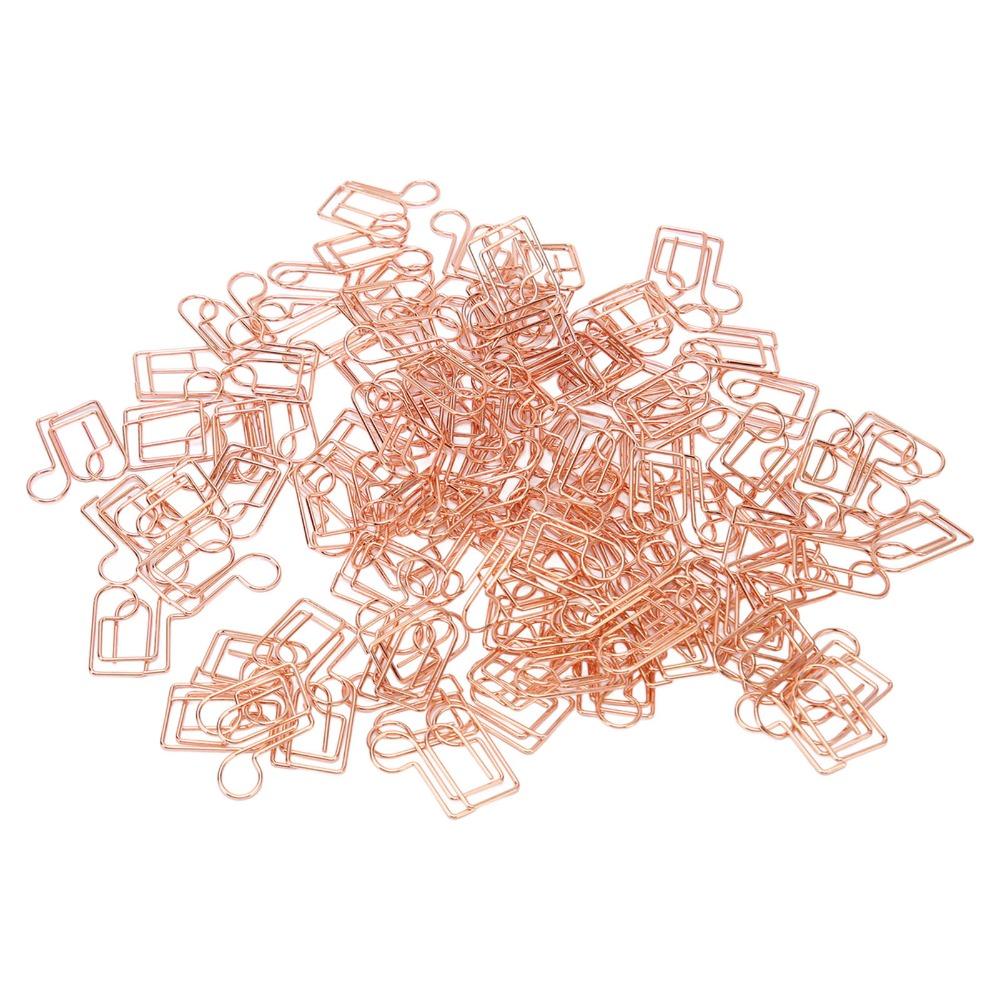 Music Note Shape Paper Clips Rose Gold Electroplating Metal Small Paper Clips Decorative Rustproof Cute Paper Clips