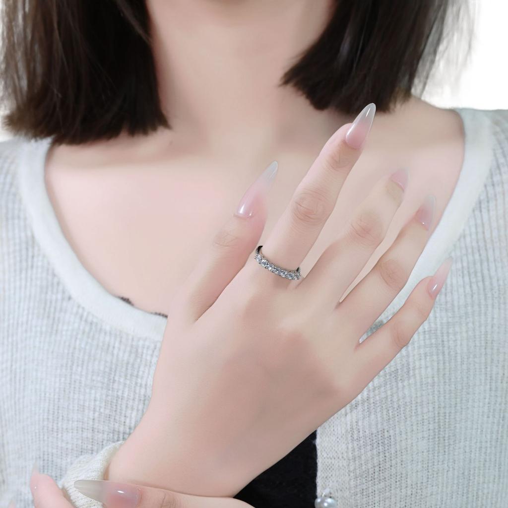 New Diamond Ring for Women, Light Luxury High-end Zircon Live Mouth Ring for Women