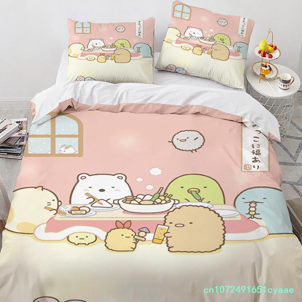 Cartone Animato Giapponese Sumikko Gurashi Anime Set Biancheria da Letto Kawaii Carino Sumikkogurashis Copripiumino Coperta Federa Matrimoniale King